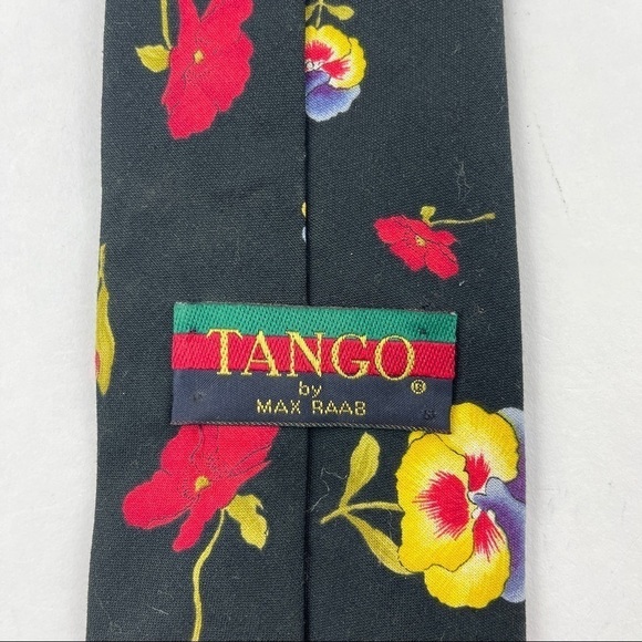 Tango Max Raab Tie Mens Black Floral - Picture 5 of 5